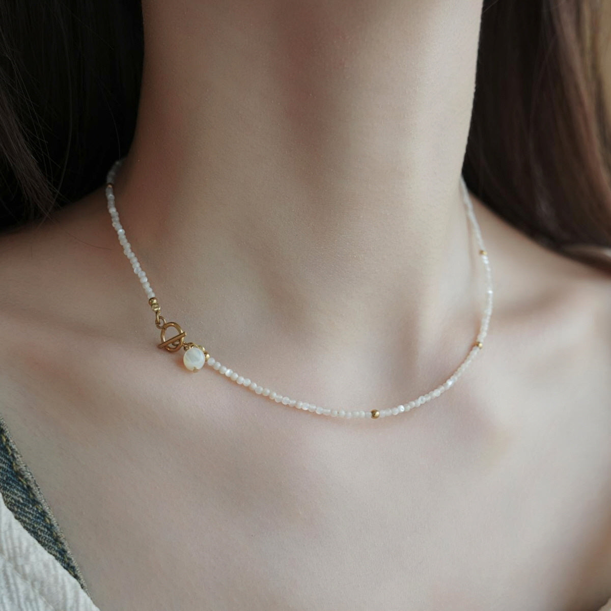 Pure White Bead Layering Necklace