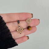 Tiger Eye Black Crystal Earrings