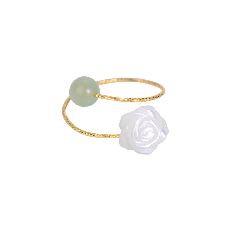 White Rose Jade Wrapping Ring