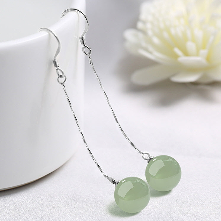 Simple Jade Dangle Earrings