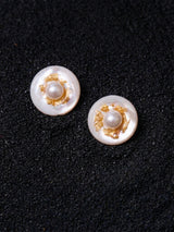 Radiant Pearl & Gold Leaf Earrings
