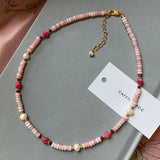 Pink Rose Pearl Necklace