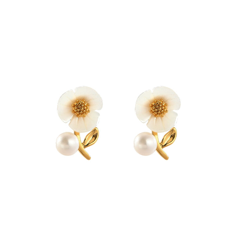 Precious Bloom Jade & Pearl Studs
