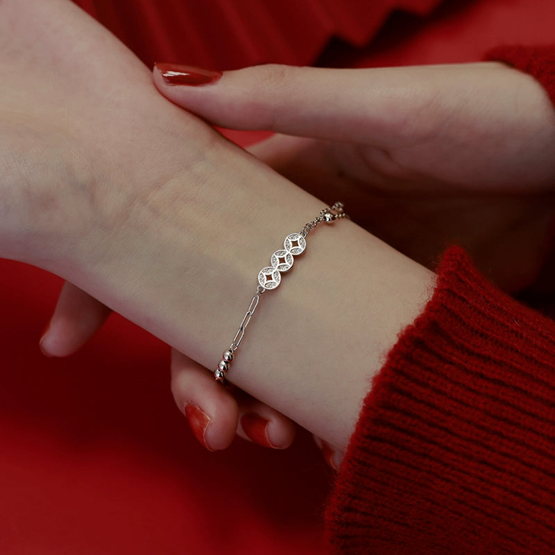 Double Chain Aura Coin Bracelet