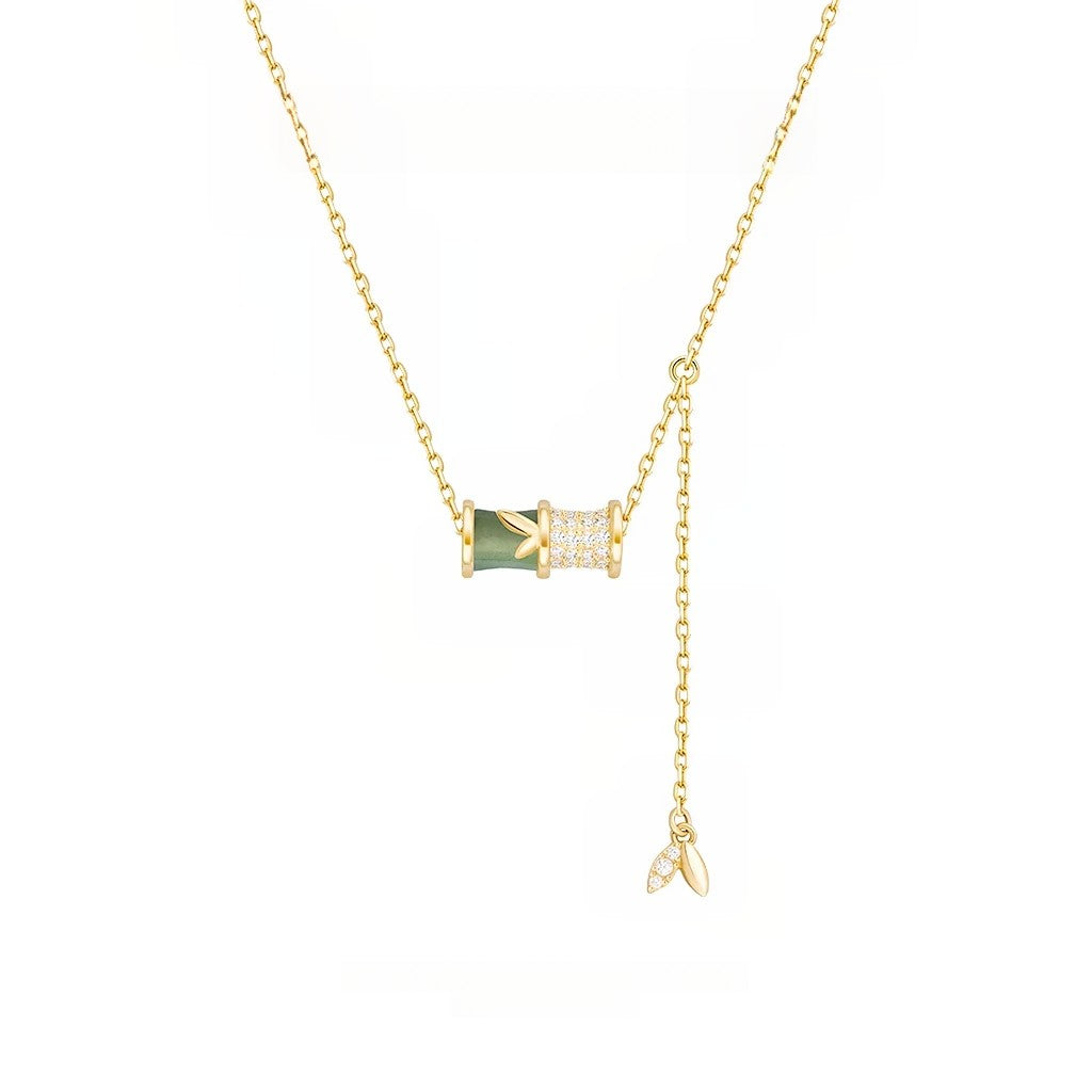 Exquisite Green Bamboo Zirconia Necklace