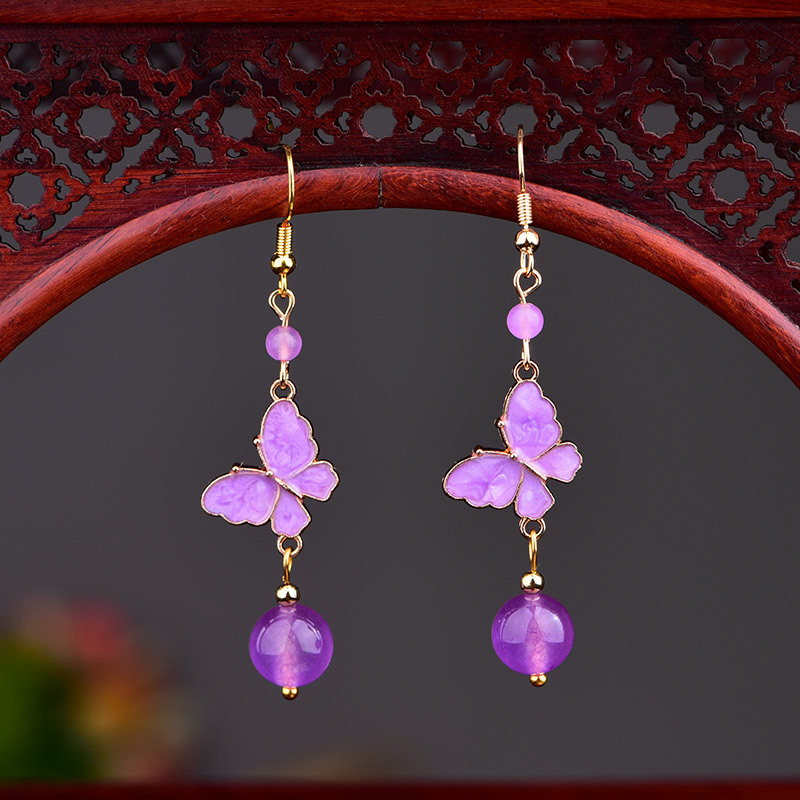 Lavender Jade Butterfly Earrings