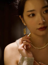 Lustrous Pearl Architectural Earrings