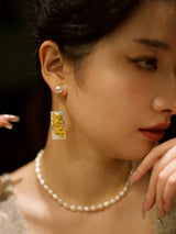 Lustrous Pearl Architectural Earrings