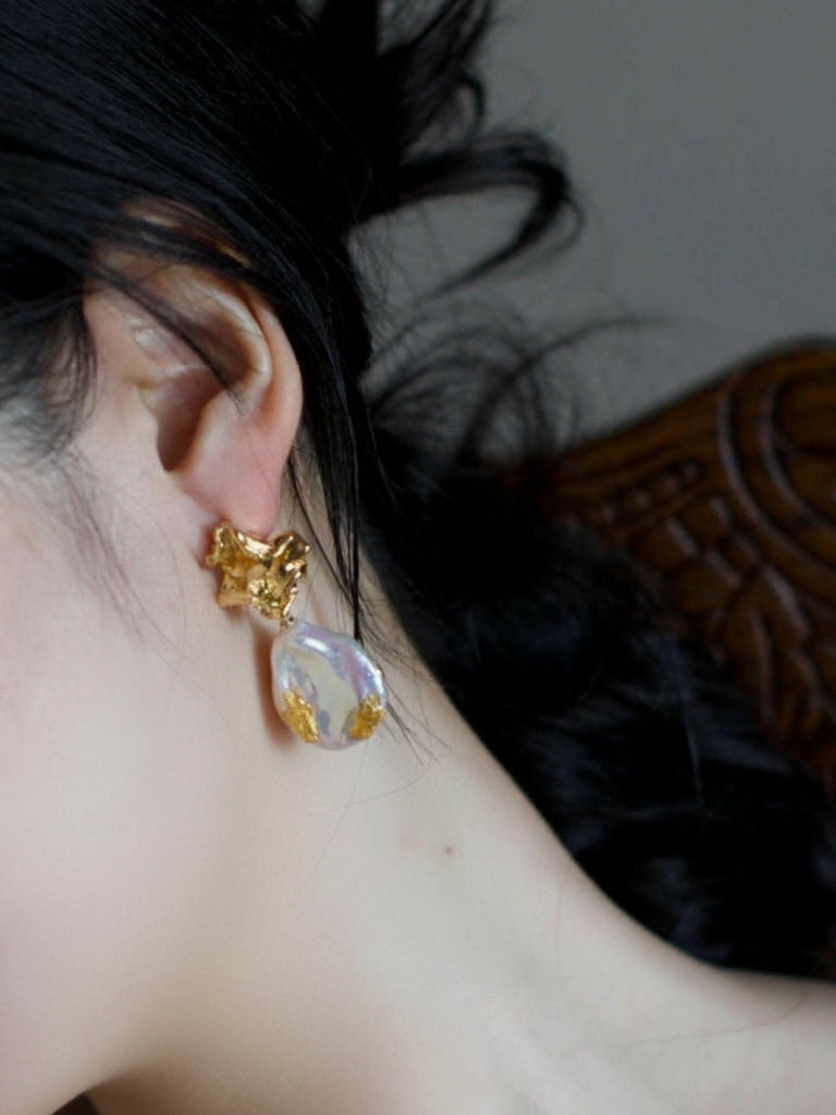 Sculptural Gilded Muse Pearl Drops