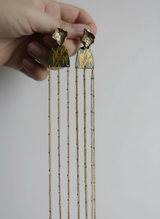 Gilded Bamboo Tassel Olive Green Earrings