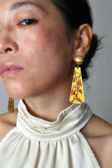 Hand-Painted Lacquer Antique Gold Earrings