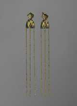 Gilded Bamboo Tassel Black Earrings